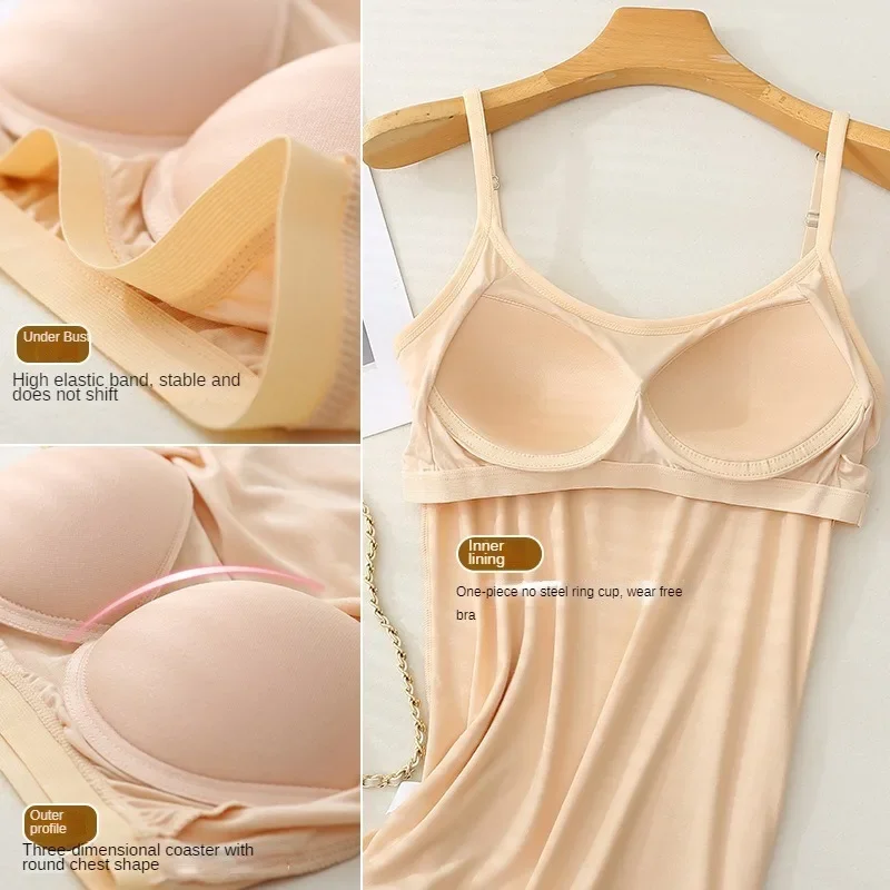 M-3XL Voor 35-85Kg Modale Plus Size Hemdje Met Vaste Cup Dames Borst Gewatteerde Bovenkleding Onderbroek