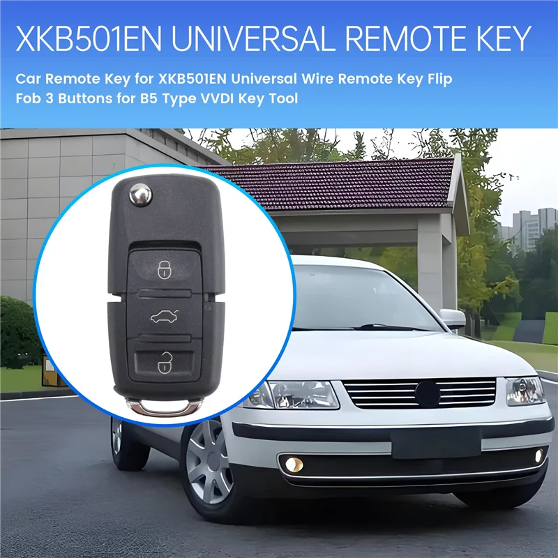 X39A-llave remota de coche para Xhorse XKB501EN llave remota de cable Universal Flip Fob 3 botones para VW B5 tipo herramienta de llave VVDI