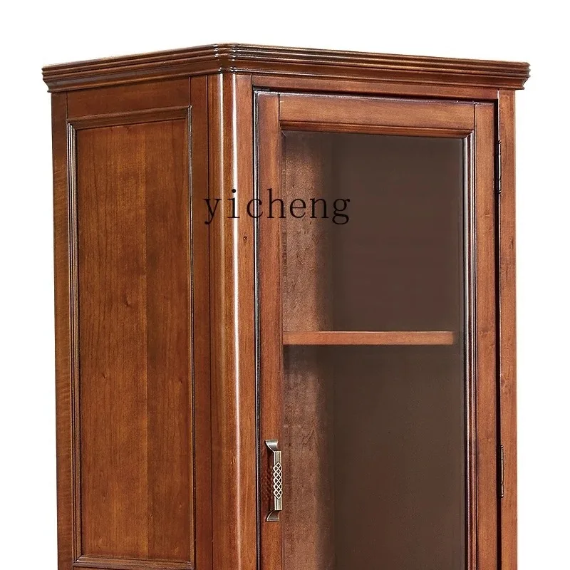Solid Wood With Door Single Door Wine Cabinet Living Room Display Cabinet Household Side Cabinet Locker