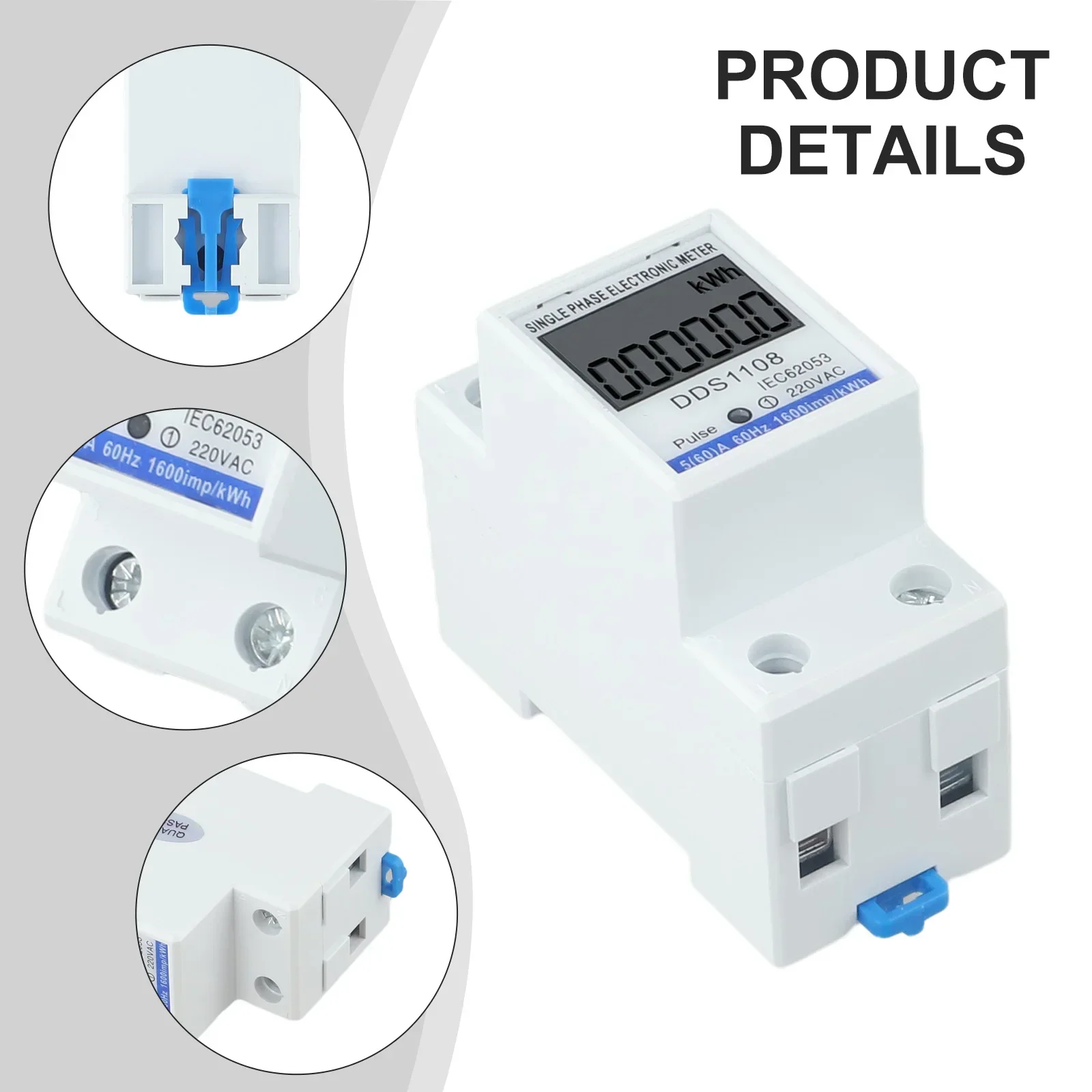 Single phase Energy Meter LCD Digital WattHour Meter 220V 60A Flame Retardant Material Wide Temperature Display