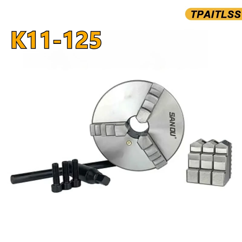Sanou Lathe Chuck K11-125 Three Jaw Self-Centering 125mm Scroll Chuck 5'' Jaw Chuck with Harden Steel for Mini Lathe