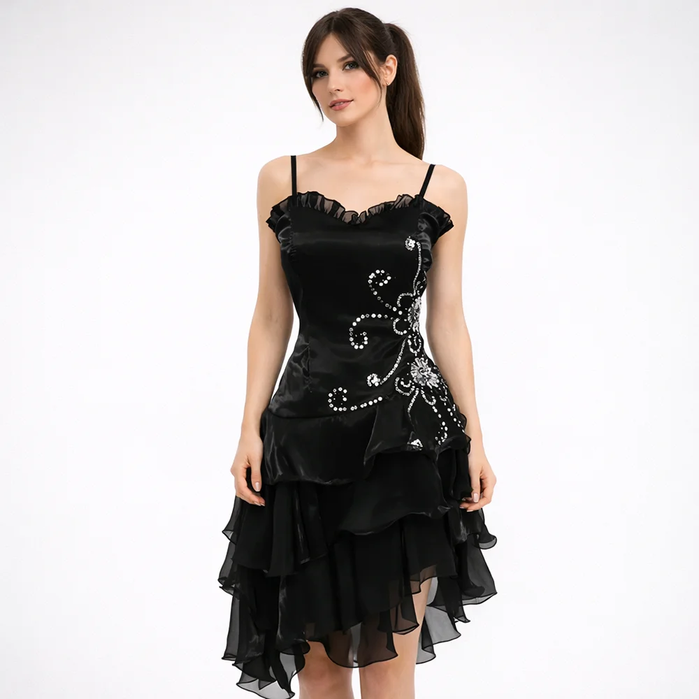 Sexy Evening Dresses Sleeveless Short Cocktal Dress 2026 Beading Tiered Organza Graduation Party Gown Women's Night Gala Dress image 2