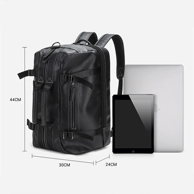 حقيبة ظهر 2026 ذات سعة كبيرة من جلد البولي يوريثان للرجال حقيبة كمبيوتر محمول محمولة بقطري متقاطع حقيبة سفر