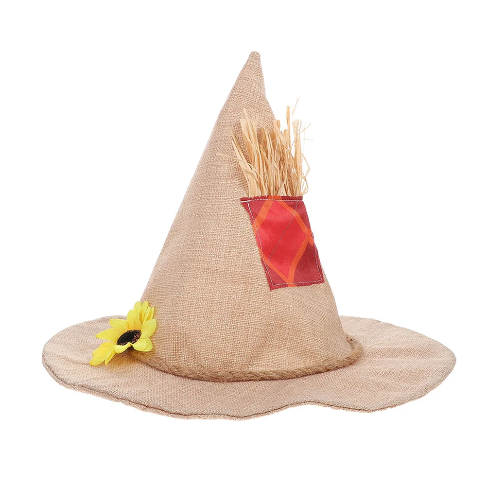 

2Pcs Witch Hat Halloween Sunflower Scarecrow Costume Halloween Thanksgiving Fall Party Cosplay Accessory Scarecrow Wizard Hat