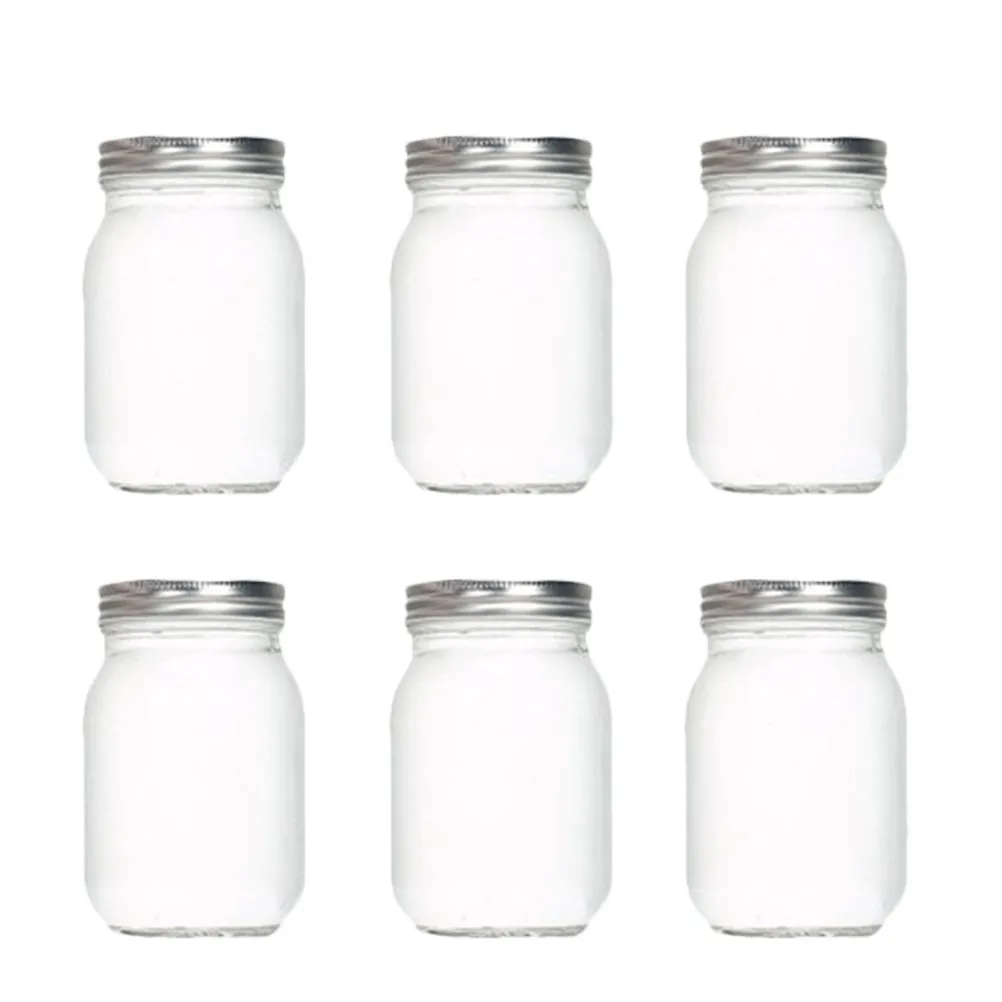 

6Pcs Round Glass Food Storage Containers Airtight Tight Seal Transparent Jars for Jam Pickles Salad Juice Honey Tea Dried Fruits