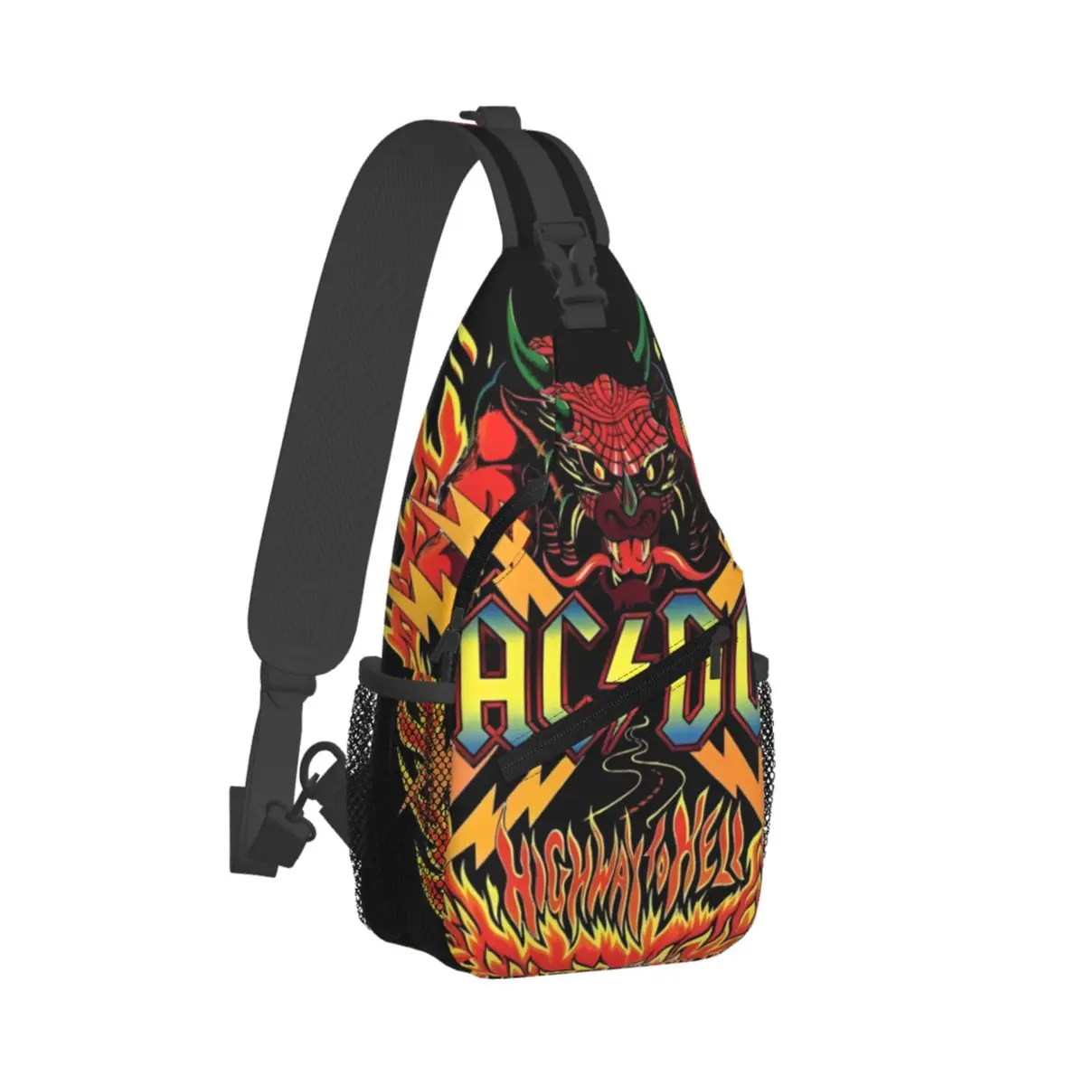 

A-ACDCS Logo Hiphop Small Sling Bags Chest Crossbody Shoulder Sling Backpack Outdoor Hiking Daypacks Printed Satchel