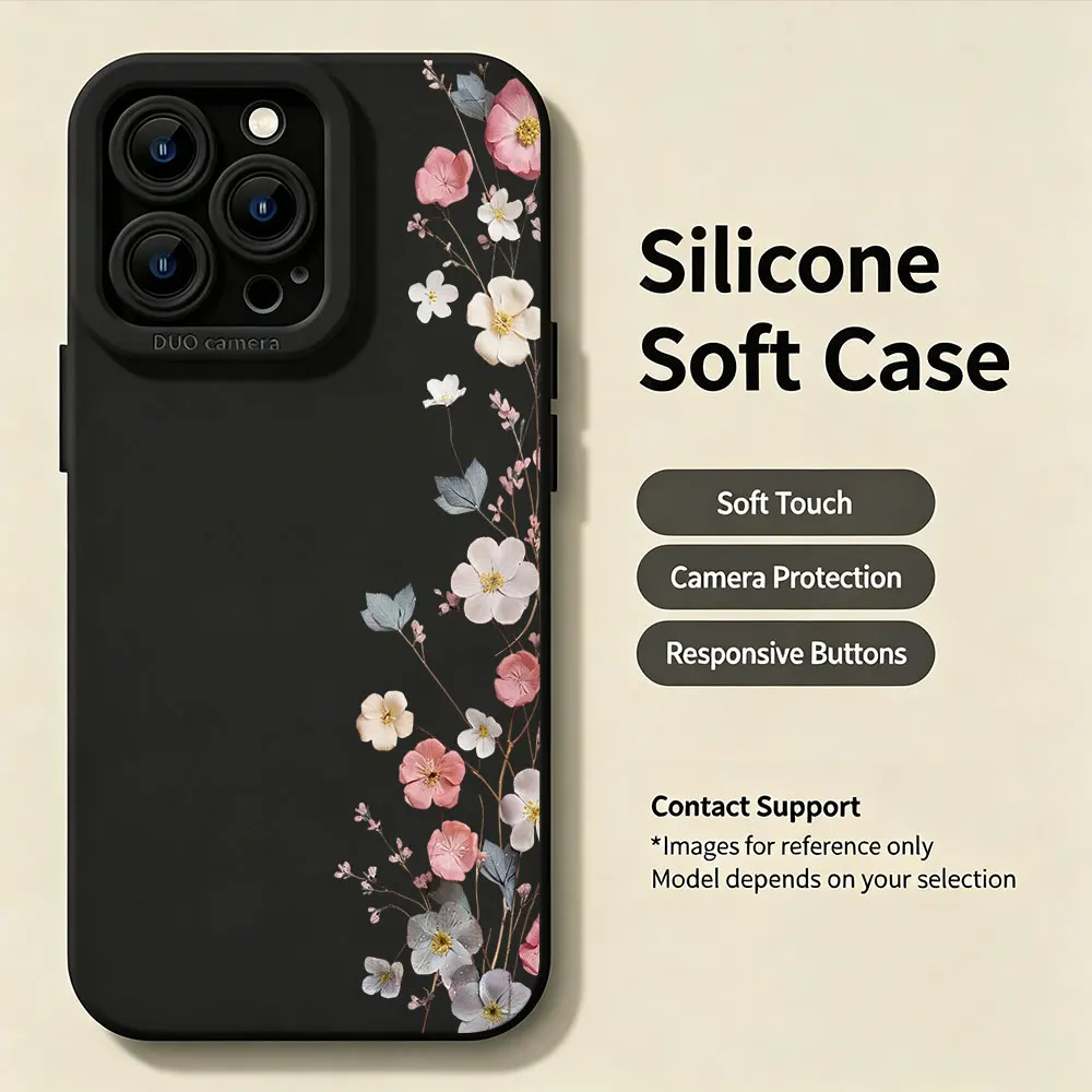 Protection Phone Case For iPhone 17 16 15 14 13  Pro Max 12 11 X XS XR 7 8 16 14 15  Plus 16E With Strap Watercolor Floral Cover - view 6