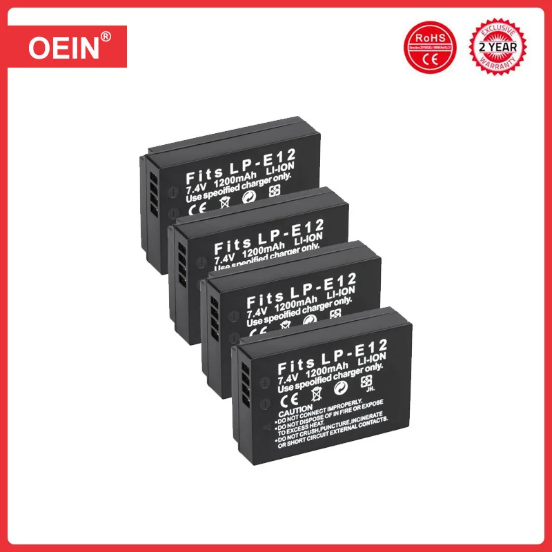 Camera Battery LP-E12 LPE12 LP E12 for Canon Rebel SL1 100D Kiss X7 EOS-M EOS M M2 EOS M10 M50 M100 1600mAh Digital Batteries