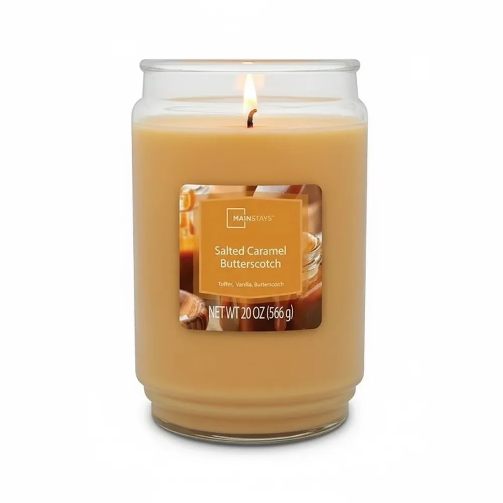 Hot Sale Large Scented Candle in Glass Jar - 20oz Single Wick Salted Caramel Butterscotch Fragrance, Best Seller Home Decor - Image 2