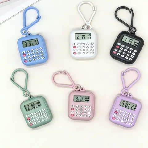 Multifunctional Mini Calculator Portable Silent Button Keychain Calculator 8 Digits Display Lightweight Electronic Calculator