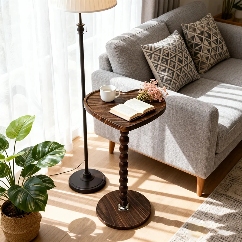 Heart ShapeSide Table, Small Drink Table for Small Spaces, Modern Accent Nightstand with Leg for Living Room, Bedroom