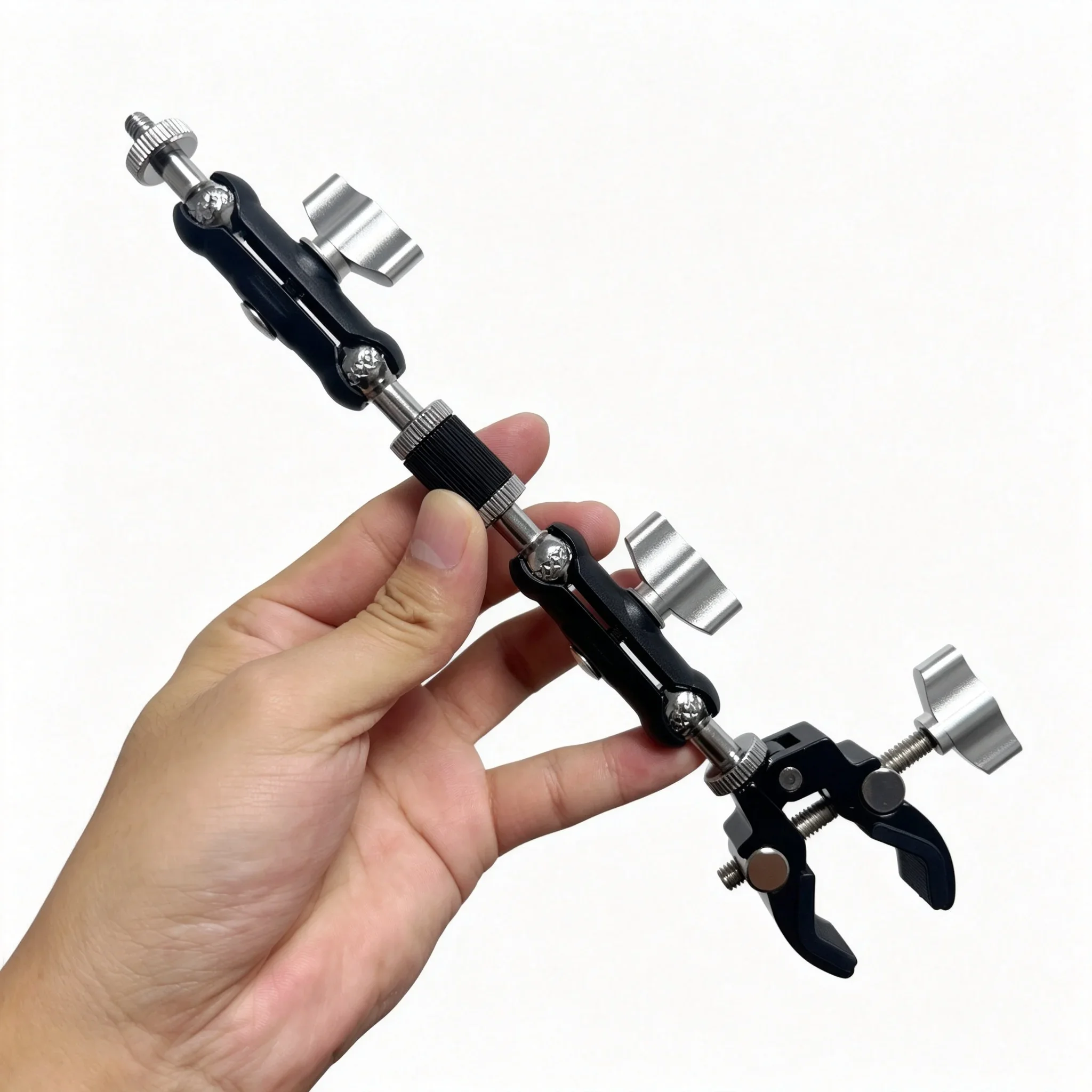 Pince métallique pour appareil photo avec bras flexible à double rotule pour moniteur DSLR, lumière, micro, support GoPro et téléphone, accessoires de photographie
