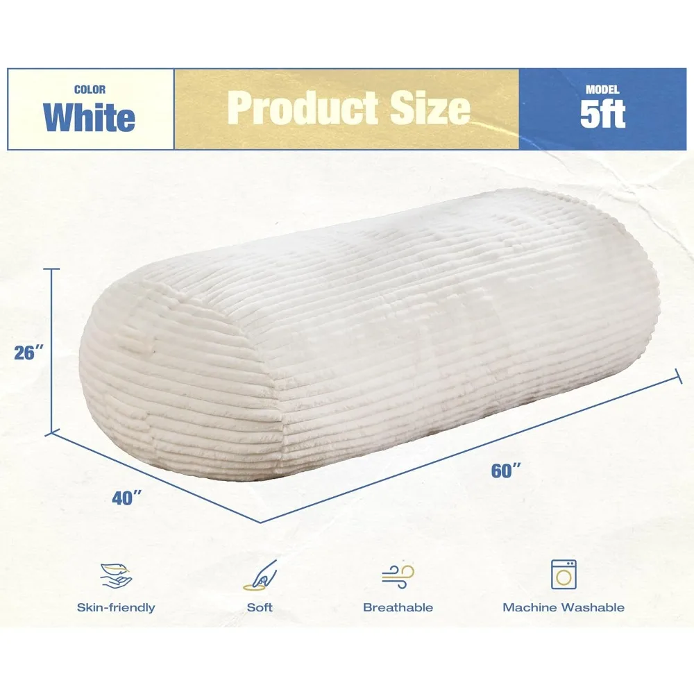 كرسي بين باج كبير مريح للبالغين مع غطاء قابل للإزالة لغرفة المعيشة - مقبض محمول، كرسي صالة 5 أقدام للاسترخاء #2