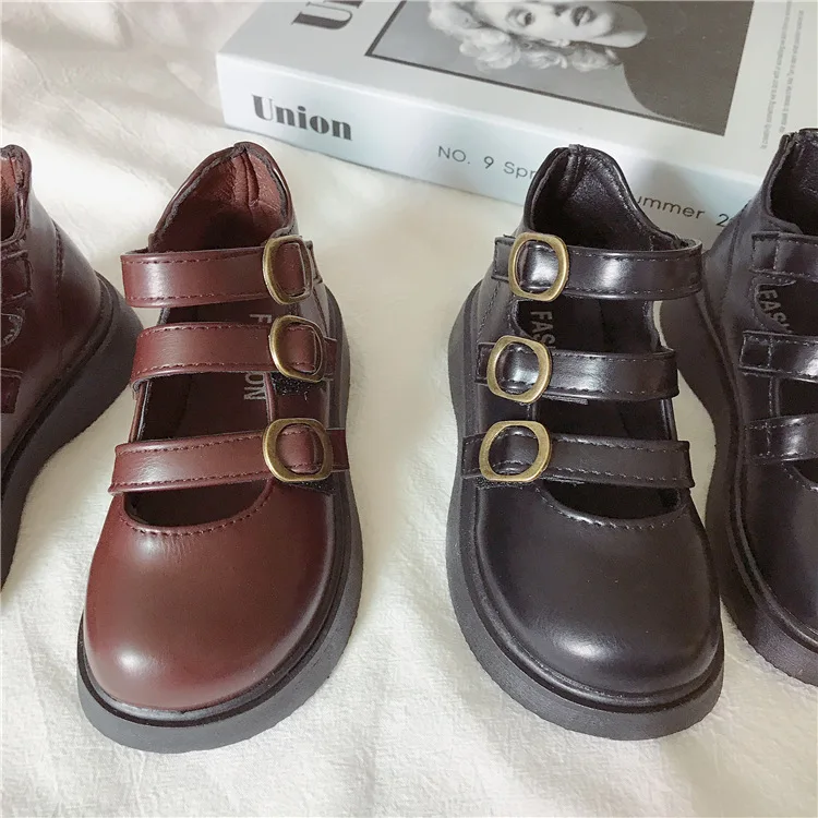 Scarpe da principessa in pelle per ragazze nuova primavera autunno stile britannico scava fuori le scarpe da bambino con suola morbida romana per