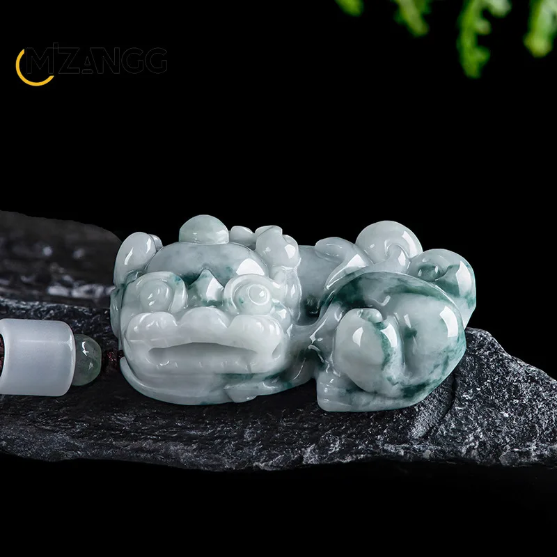 

Natural Myanmar Jadeite Floating Flower Ruyi PiXiu Necklace Exquisite Fashion Ice Jade Pendant Men and Women Holiday Gift