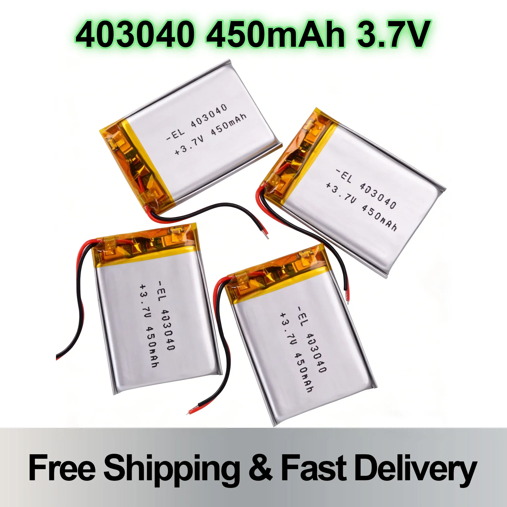 403040 450mAh 3.7V Rechargeable Li-Polymer Battery for Bluetooth, Xduoo X2, DVR and Dash Cam Recorder