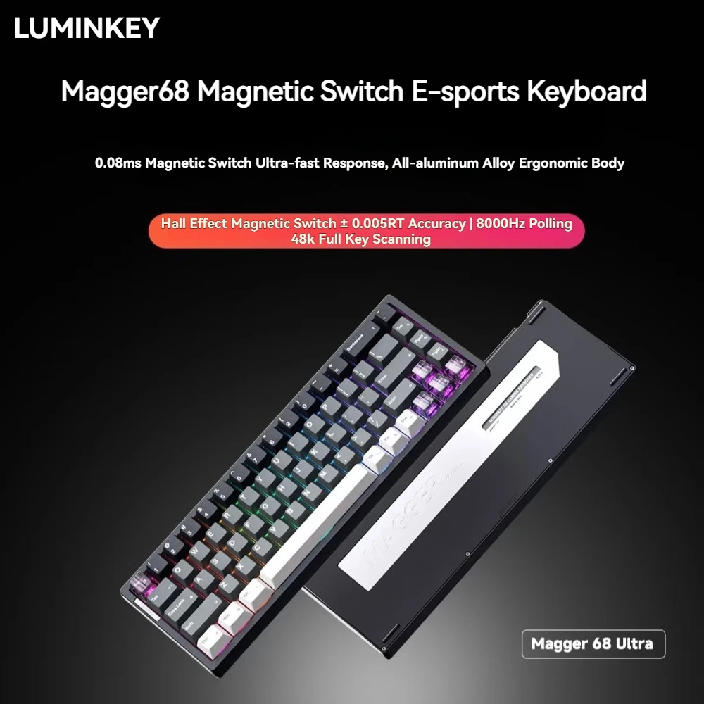 

LUMINKEY Magger68 Magnetic Switch Keyboard Wired 0.08ms RT0.005 Hot-swap RGB Custom Aluminum FPS Gaming Mechanical Keyboard Gift