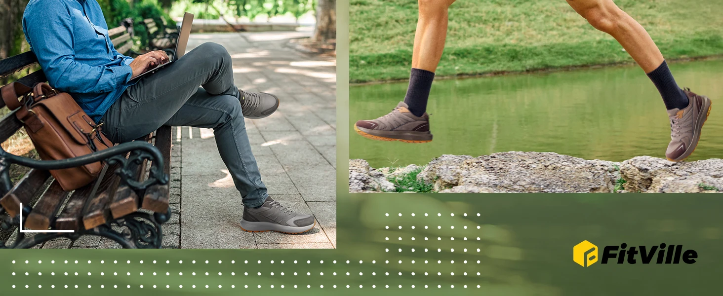 Fitville Outdoor-Wanderschuhe, wasserabweisende, extra breite Trekking- und Kletterschuhe für Herren, Sneakers mit hoher Rückfederung – Detail 6
