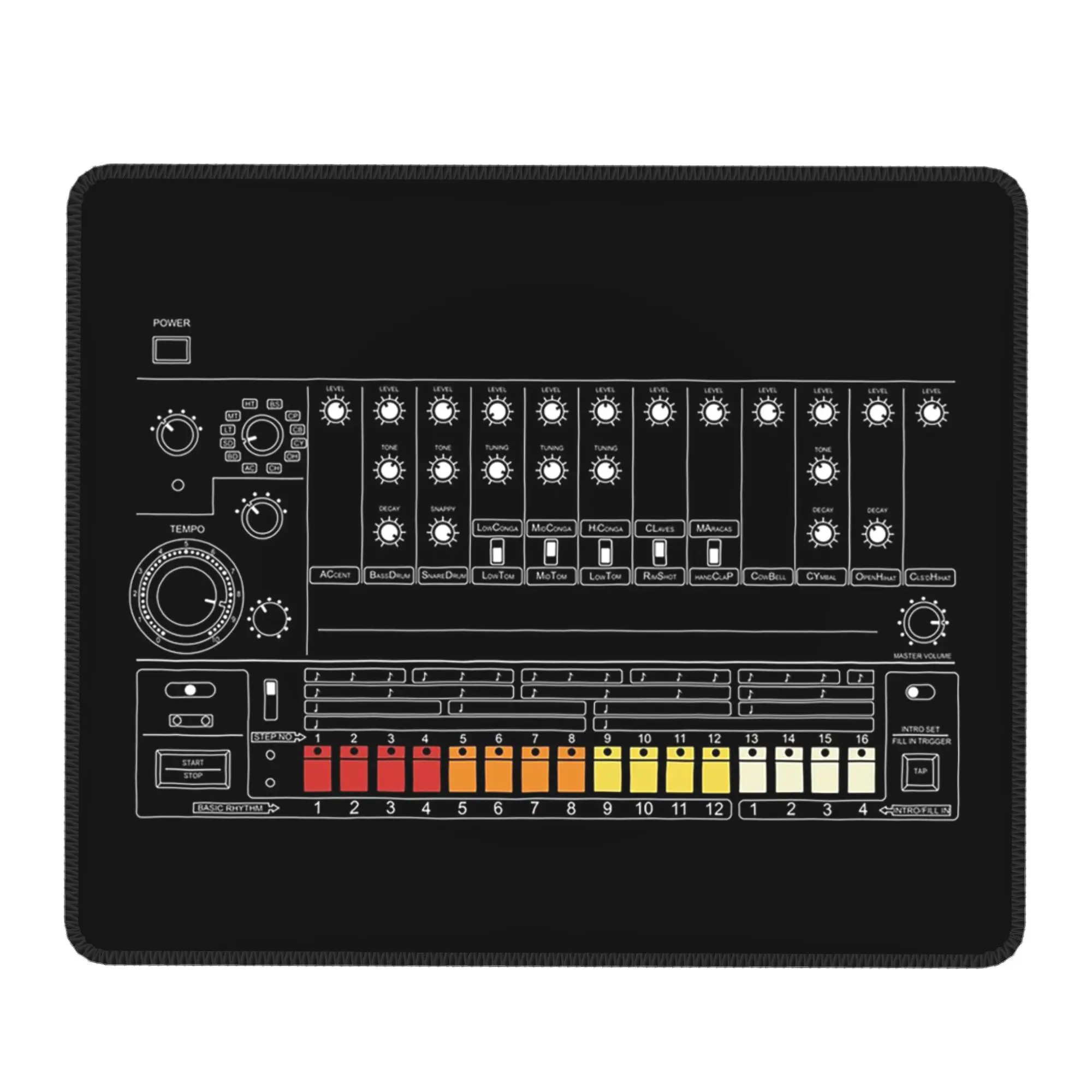 808 Machine à tambour Vintage pour musicien électronique tapis de souris ordinateur clavier tapis de souris Gamer PC ordinateur portable tapis de bureau