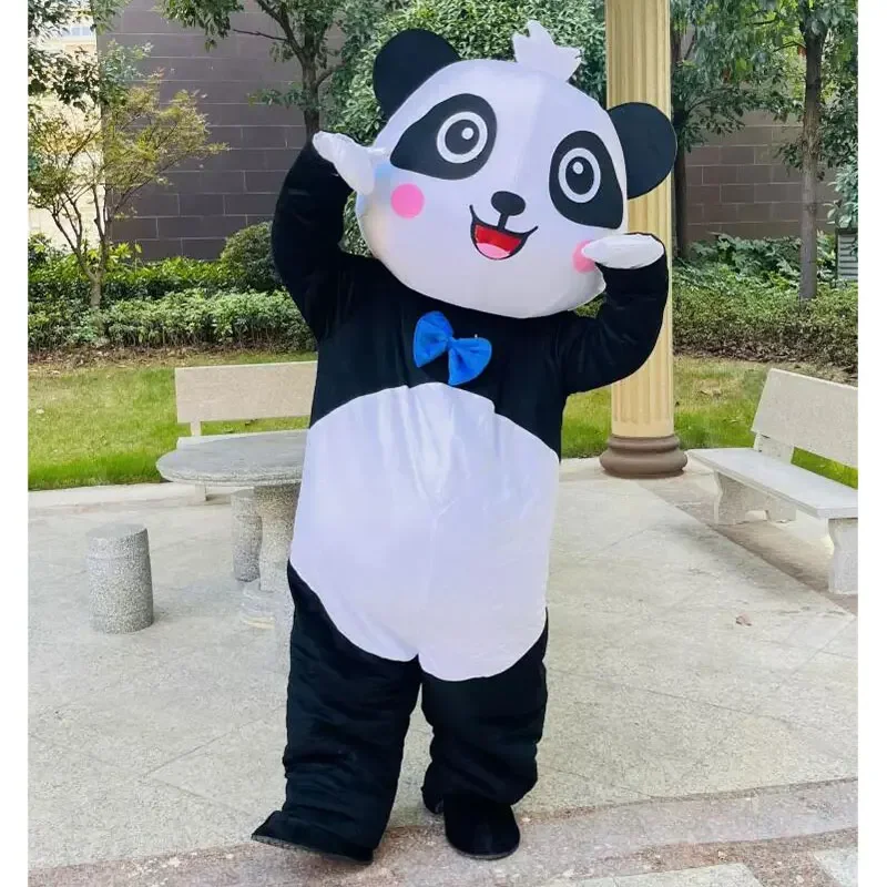 NewYeeca Cute Baby Mascot Adult Costume Panda Cosplay Set Christmas Halloween Festival Exquisite Dressing Red Heart Doll Set