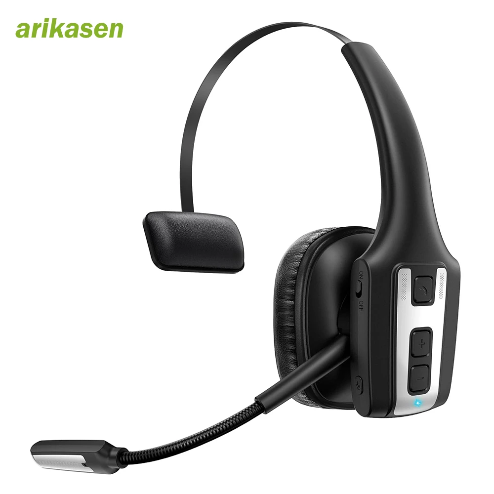 سماعة رأس بخاصية البلوتوث لسائقي الشاحنات، سماعات رأس لاسلكية مع ميكروفون لإلغاء الضوضاء لاجتماعات العمل والمكالمات والكمبيوتر المحمول والهاتف