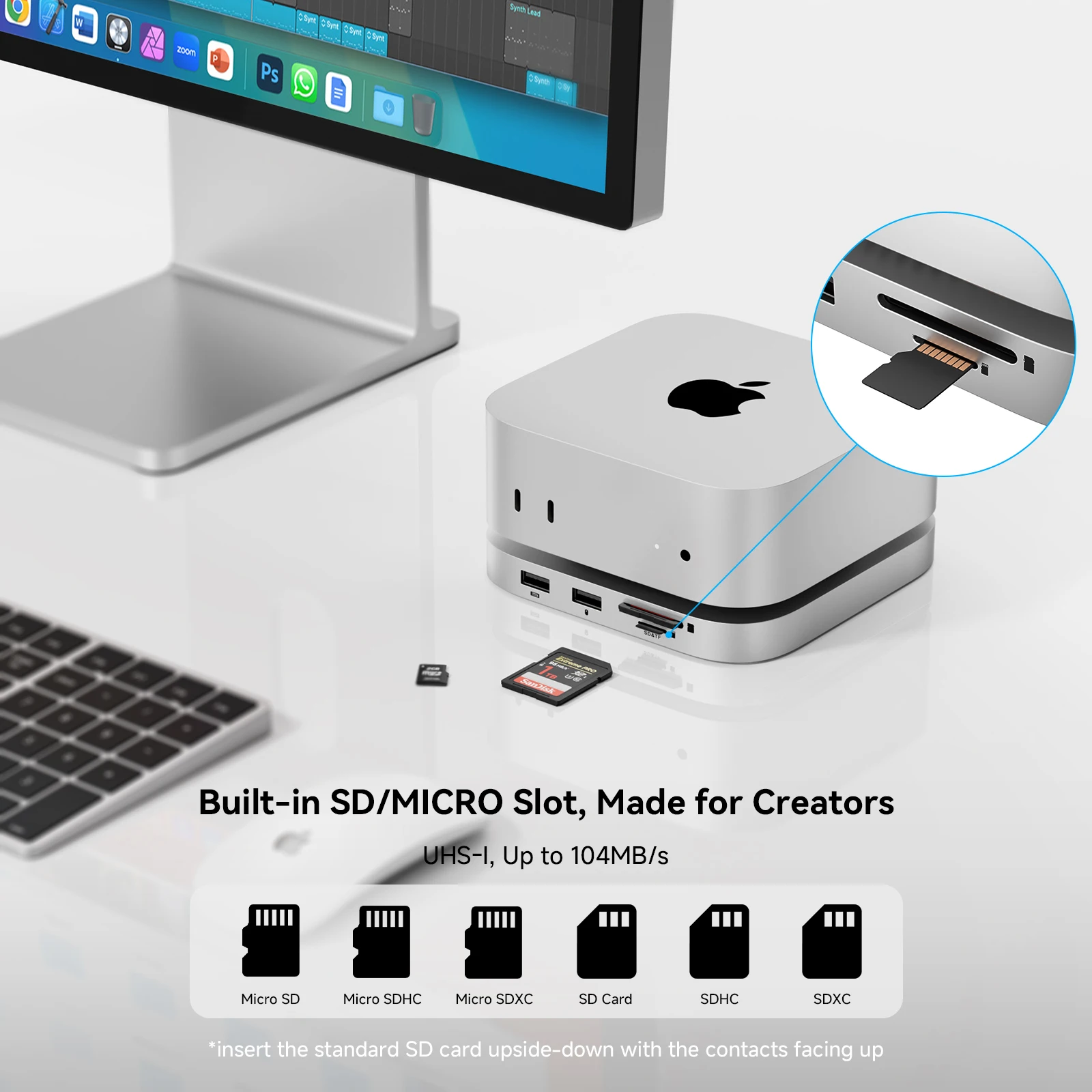 Minisopuru Mac Mini M4 Hub Dock Stand With M.2 SSD Enclosure 4K60Hz HDMI SD/TF USB C HUB Docking Station for Mac Mini M4/M4 Pro image 5