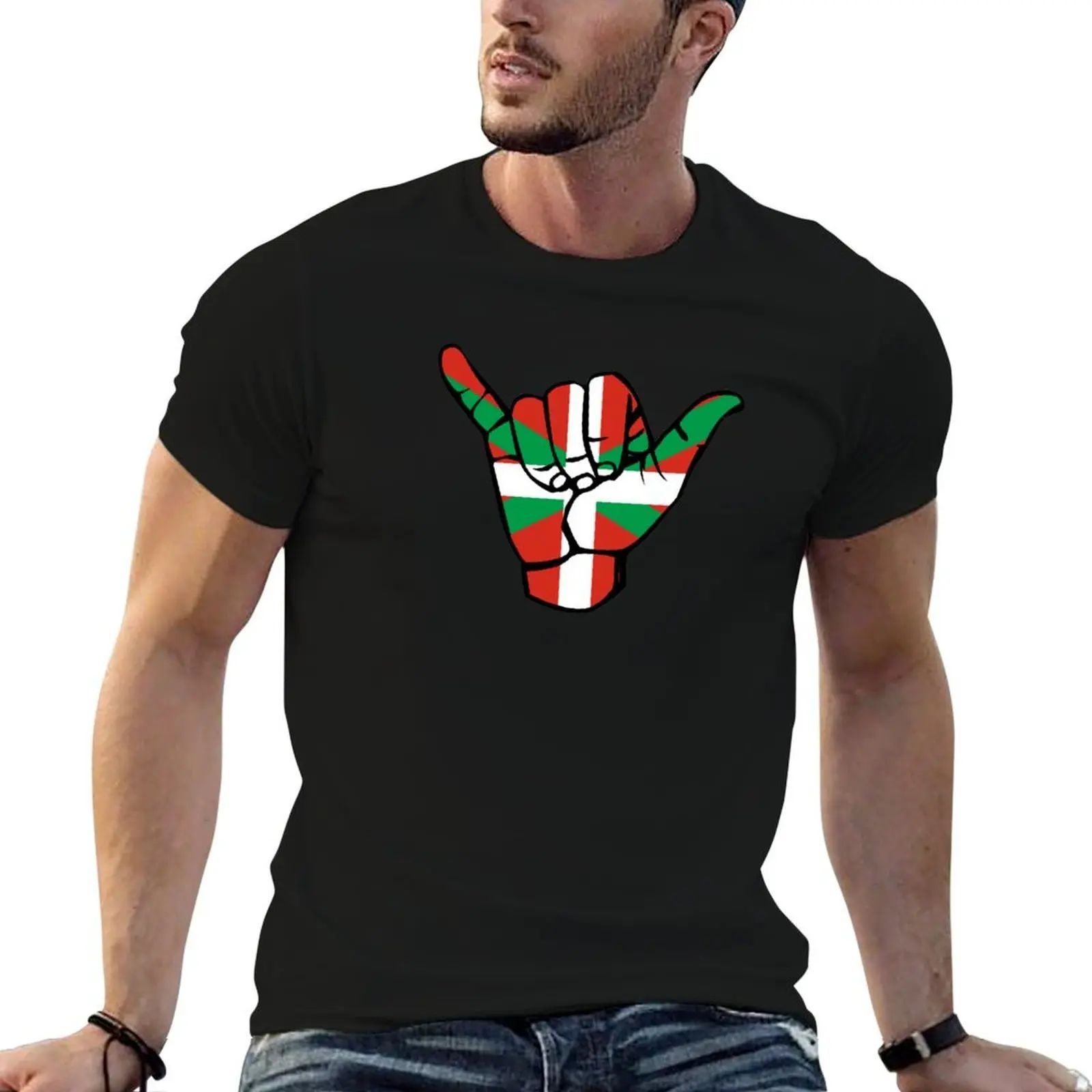 Ikurri?a, Euskadi, Euskal Herria, basque flag shaka flag T-Shirt Modern Print Casual T-Shirt