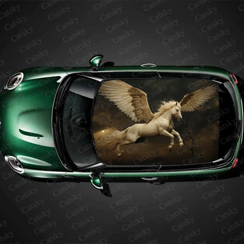 

Pegasus Winged Horse Car Roof Sticker Wrap Racing SUV Accessories Packaging Painted PVC Custom Car Graphic Decal