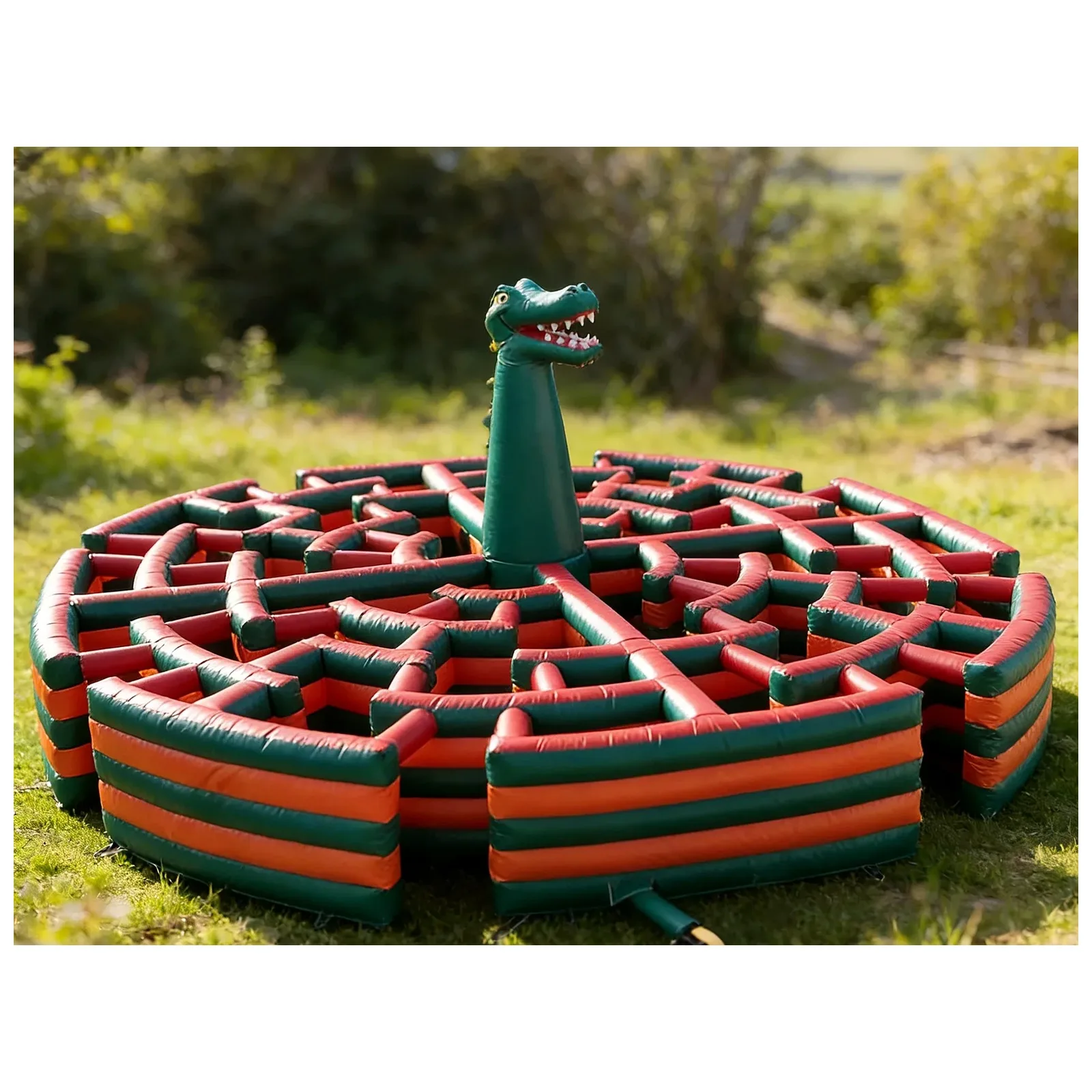 Inflatable Maze 6X6m 20X20ft Circular Dinosaur Radial with Blower Sports Challenge Party Events Kids and Adults Outdoor Rental