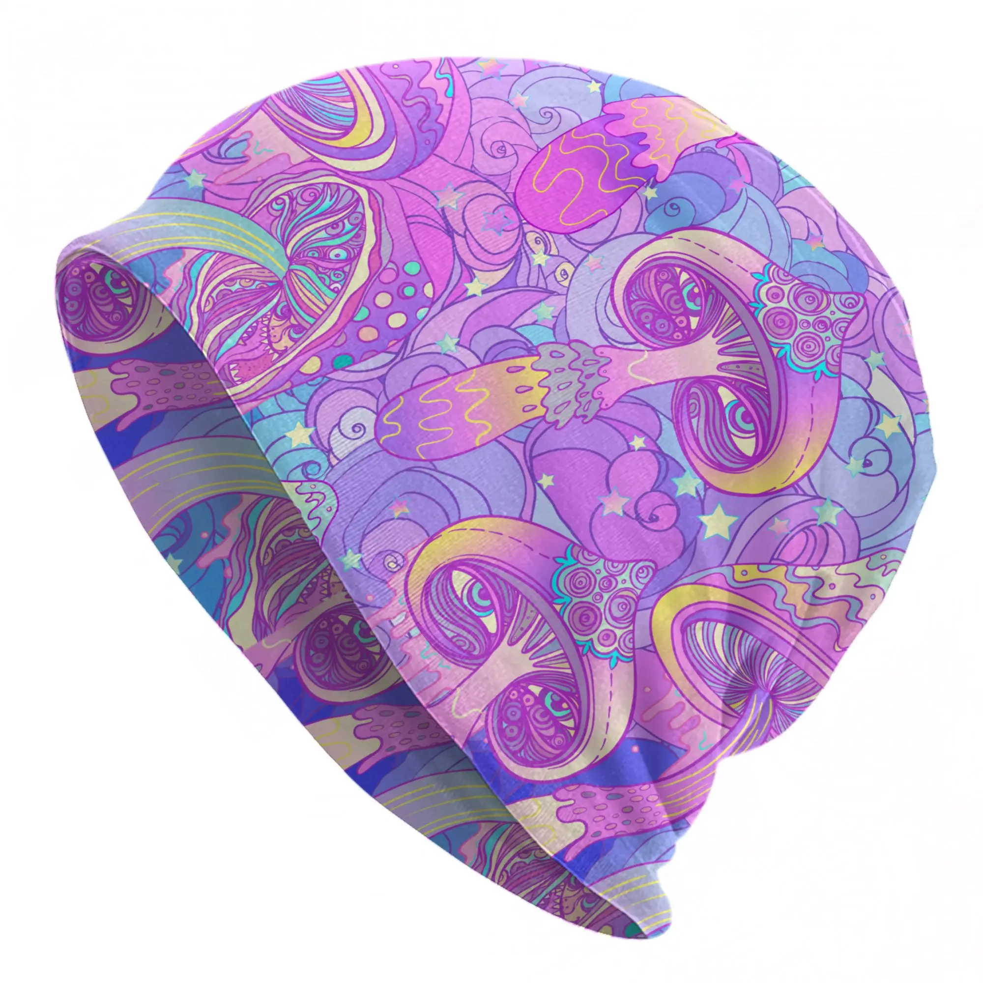 Mushrooms Bonnet Hats Casual Street Psychedelic Magic Hippie Skullies Beanies Hats Men's Women's Warm Thermal Elastic Cap