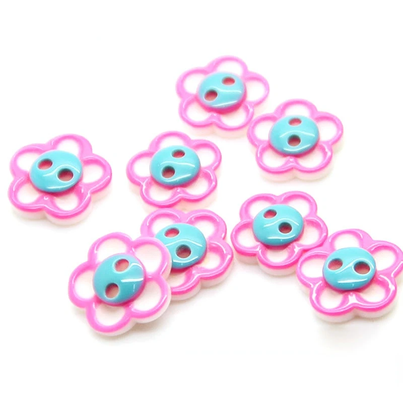 30pcs Resin Buttons Scrapbook pink Flower 2-Holes Shirt Decorate buttons for clothing diy sewing supplies sewing accessories