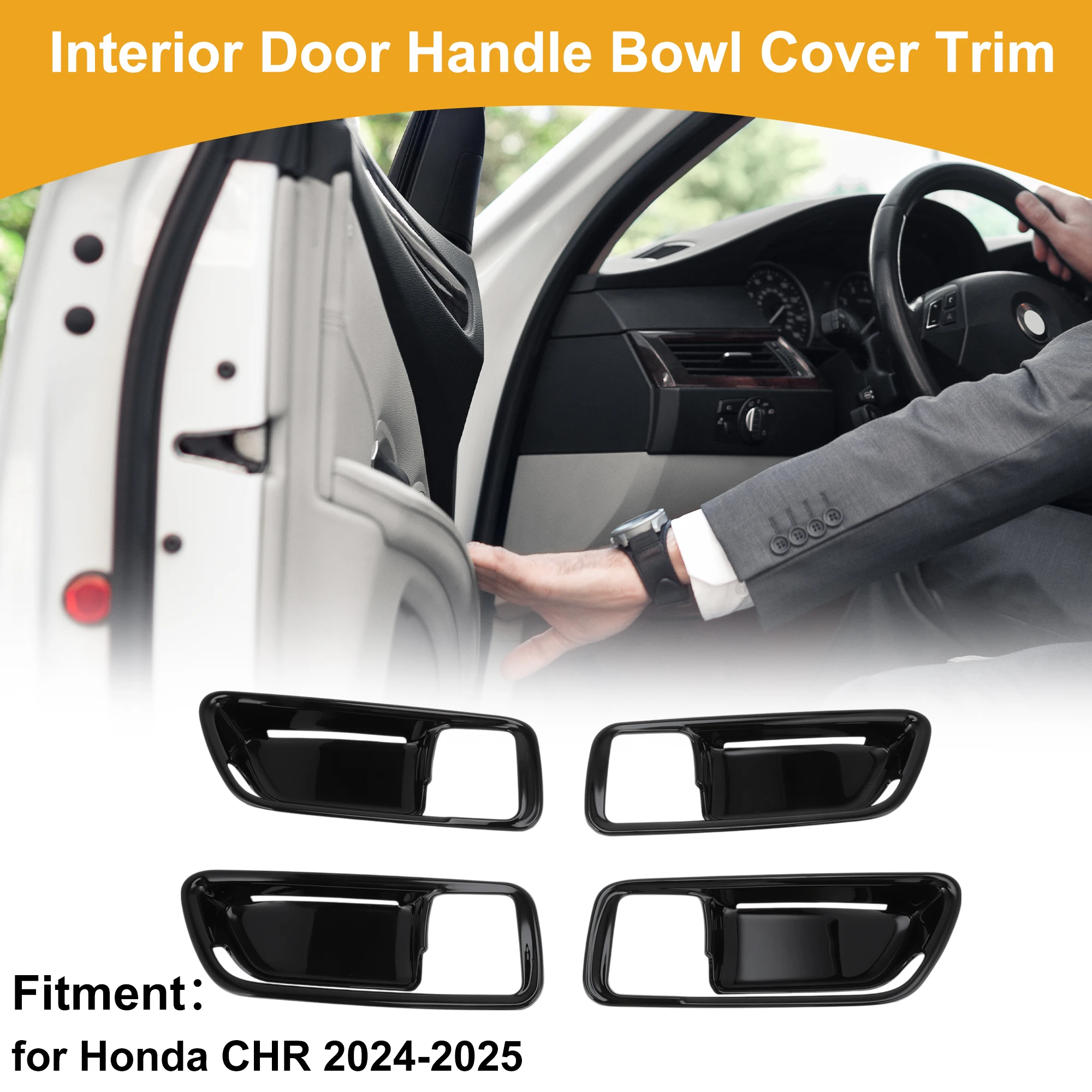 

UXCELL внутренняя дверная ручка, накладка чаши для Honda CHR 2024-2025, глянцевый черный