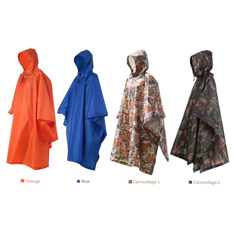 TOMSHOO Multifunctional Lightweight Raincoat with Hood Hiking Cycle Rain Cover Poncho Rain Coat Outdoor Camping Tent Mat