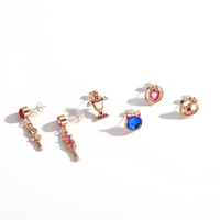Girl's Heart Sailor Moon Ear Studs Versatile personality
