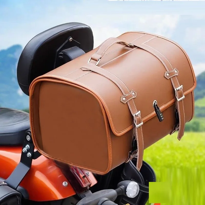 Universal Retro Motorcycle Rear Seat Hanging Bag Waterproof Storage Trunk Bag for HODAN SUZUKI HALAEY Electric Vehicles