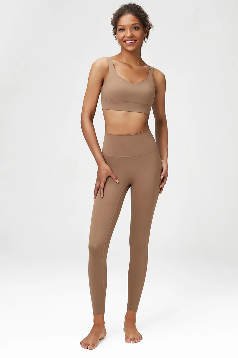 Zweiteiliges Fitness-Yoga-Set für Damen, einfarbig, dehnbar, weich, Gym-Anzug, atmungsaktiv, für Workout, Laufen, Sportbekleidung, Damenbekleidung – Detail 22