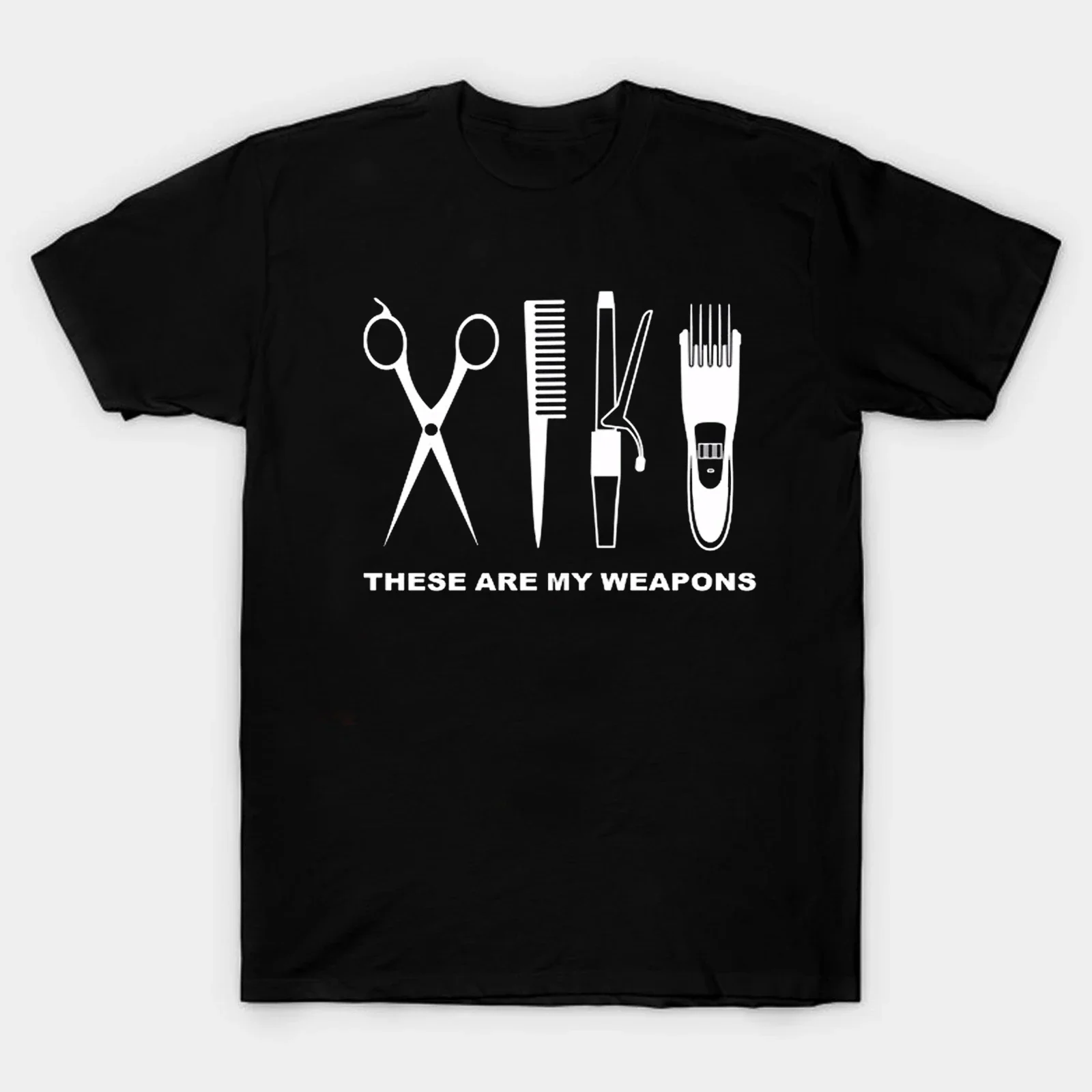 Funny Hairdresser Barber Weapons Mens T Shirt 100% Cotton Short Sleeve O-Neck Casual T-shirts Loose Top New Size S-3XL