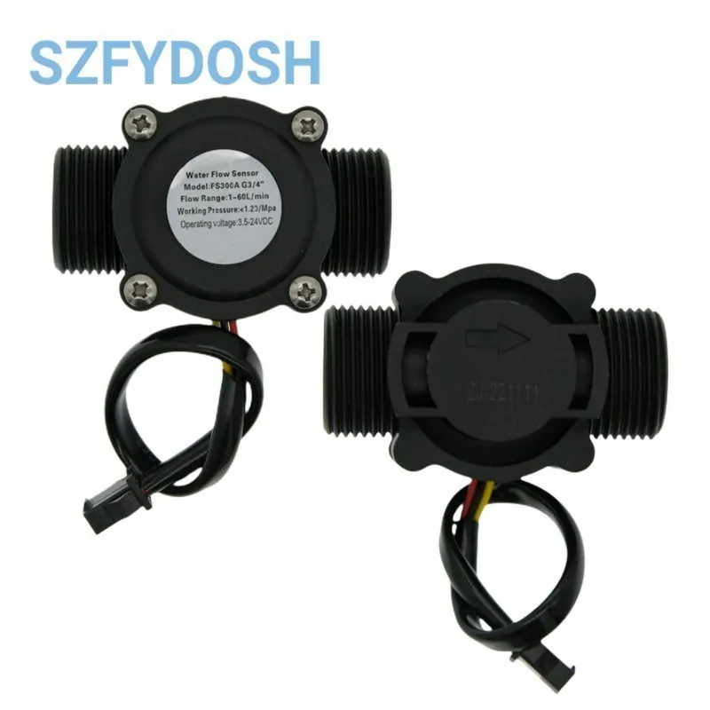 Water Flow Sensor Counter Meter FS300A 1-60L/min G3/4 DC 5-24V