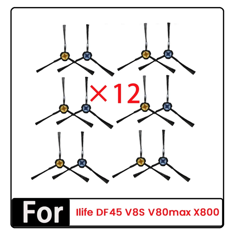 

TFORU-12 Pcs Side Brush For Ilife DF45 V8S V80max X800 Robot Vacuum Cleaner Parts Replacement