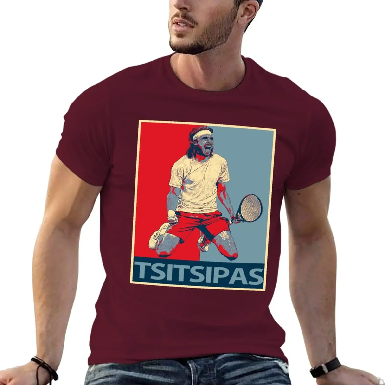 Tsitsipas graphic T-Shirt summer clothes sweat oversized shirt Tee customs men clothing harajuku new in tops tees streetwear2024