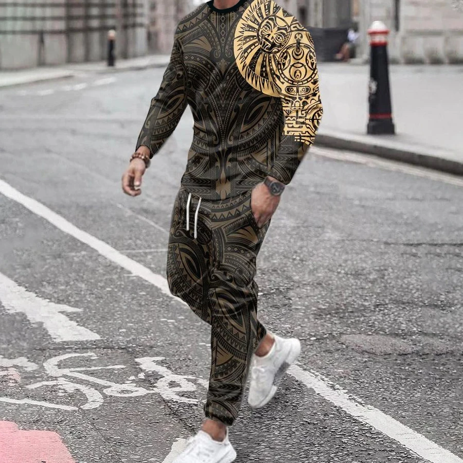 2024 new 3D bear print long-sleeved trousers street wear two-piece suit mens casual fashion trend comfortable suit