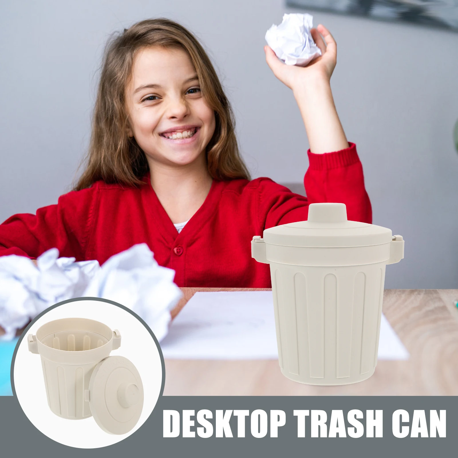 

Plastic Desktop Trash Can Space Saving Waste Bucket for Bedroom Living Room Desk Pen Holder Makeup Brush Organizer