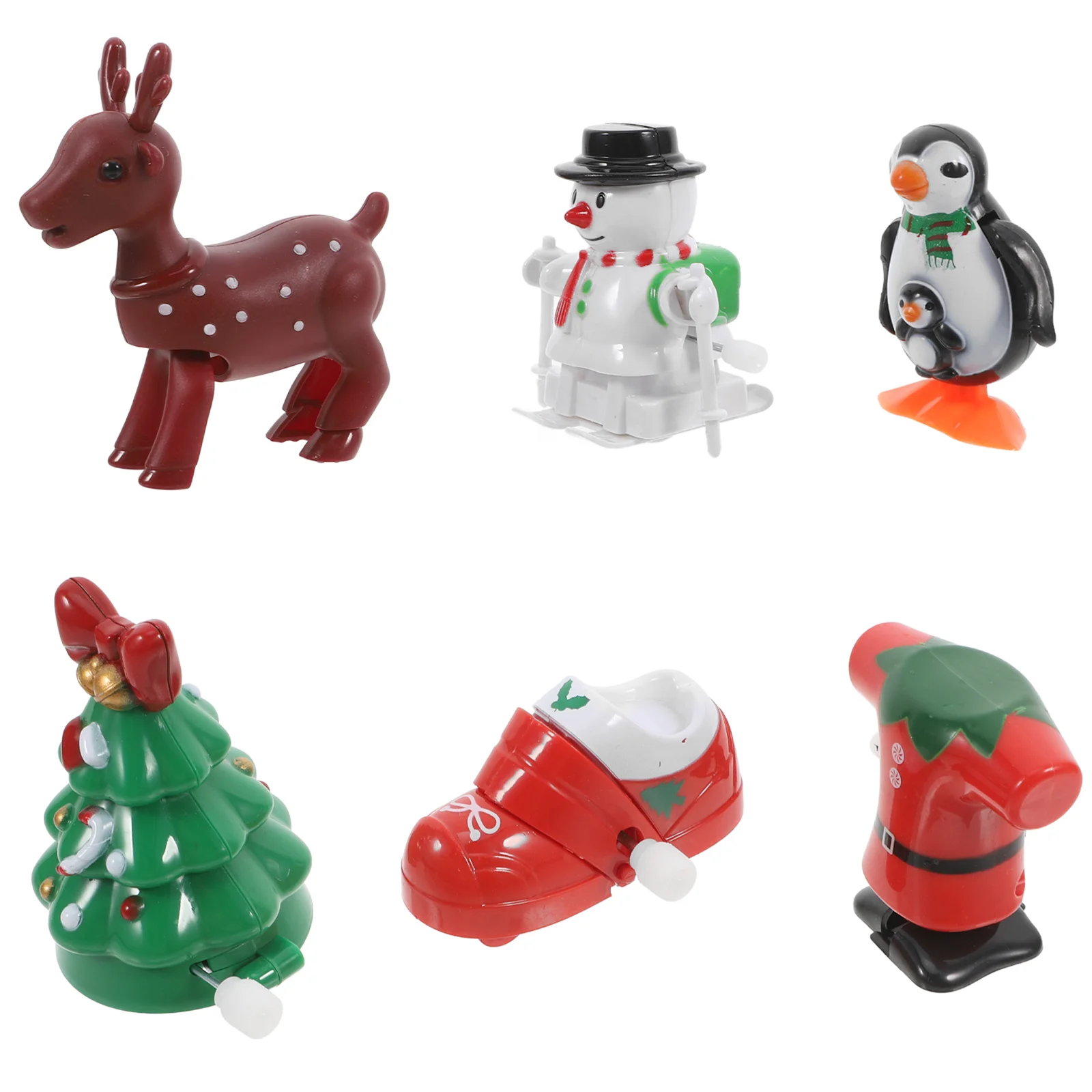 

6 Pcs Clockwork Christmas Wind-up Toy Child Presents Stocking Stuffers Plastic Xmas Jump Toys Penguin Jumping