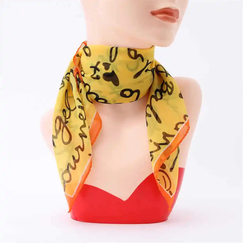 Summer Big Round Dot Small Silk Scarf Square Scarf Female Letter Silk Scarf Dance Scarf Korean Version Auntie Small Square Scarf