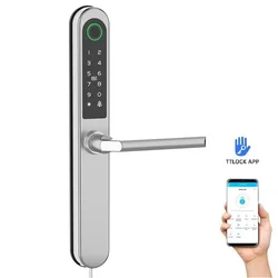 Smart Fingerprint Door Lock Easy Install Bridge Aluminum Door Lock Handle Waterproof with Tuya TTLOCK App Multiple Mortise Type