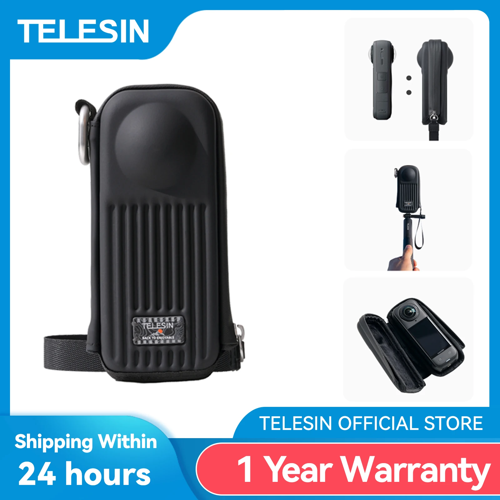 TELESIN Mini Protection Bag Brushed Half Open Quick Release Carrying Case Storage Bag For Insta360 X4 X5 Camera Accessories