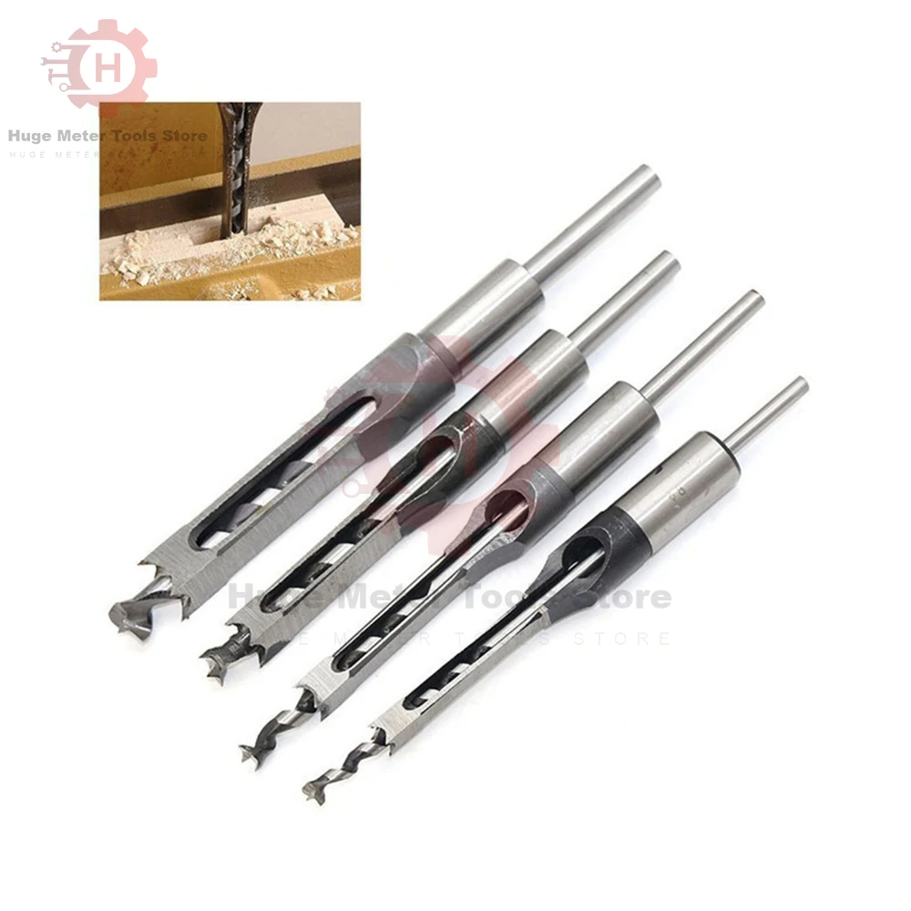 Square Hole Drill Woodworking Drill Tools Auger Mortising Chisel Drill Set DIY Furniture Square Drill 1/4 5/16 1/2 3/8 Inch