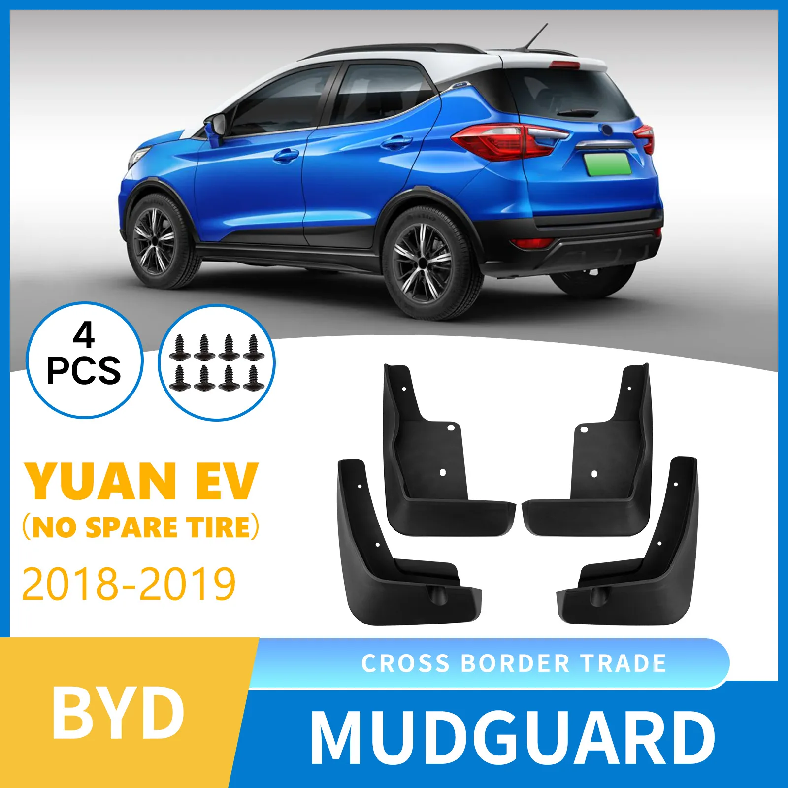 

For BYD Yuan EV 2018-2019 without spare tire car mudguard sheet,Mudflaps Front Rear Flares Splash Guards Cover Car Accessorie
