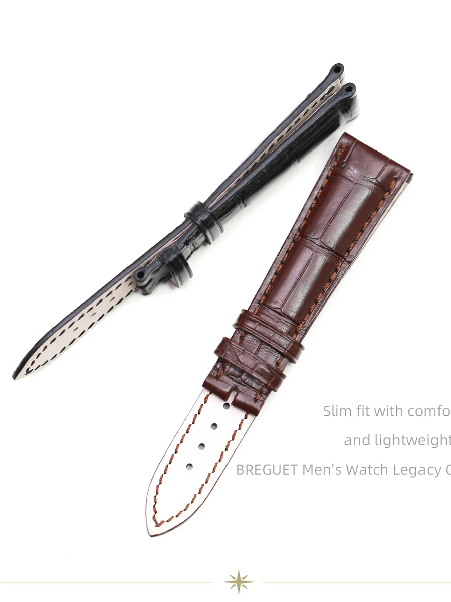 SAUPPO for Breguet Classique 5177BA 5177BB Watch Strap Alligator Skin Crocodile Leather Watch Band Women Men Watch Accessories