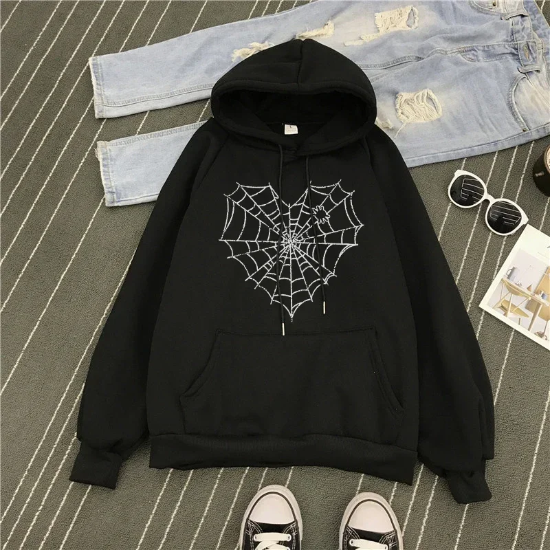 

Dark Spider Web Grunge Gothic Women Hoodies Unisex Harajuku Hip Hop Sweatshirt Tops Y2k Ulzzang Clothing Punk Trend Hoodie Hoody